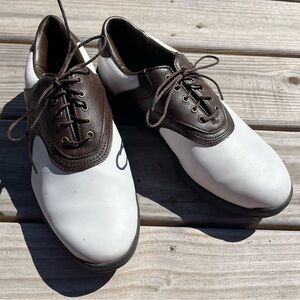 FootJoy Brown and White Two-Tone Leather Golf Oxfords